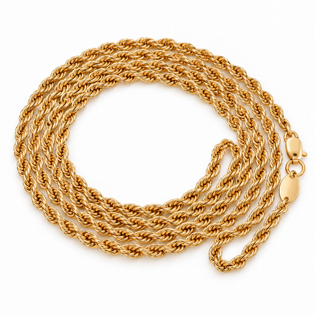 Italian 14K Solid Yellow Real Gold  4.5mm to 4.8 mm  Diamond Cut Rope Chain Necklace (18"-24") 18 inch and 22 inch 4.8 mm and 24 inch 4.5 mm