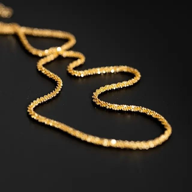 Italian 10k Real Solid Yellow Gold Sparkle 20 Inch Chain Necklace 1.8gm