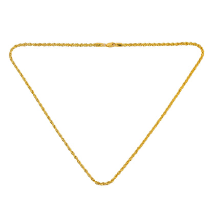Collar de cadena de cuerda radiante de oro amarillo macizo de 18 quilates, 2,5 mm y 18 pulgadas, con corte de diamante, 4,9 g