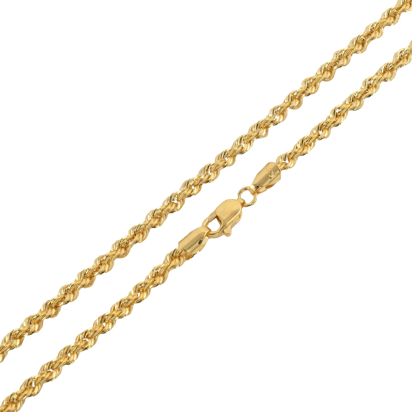 Italian 18k REAL Solid Yellow Gold 22" 3MM Diamond Cut Radiant Rope Chain Necklace 5.9gm