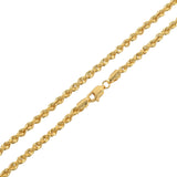 Collar de cadena tipo cuerda con corte de diamante de 22'' y 3,5 mm de oro amarillo de 10 k, 6,4 g