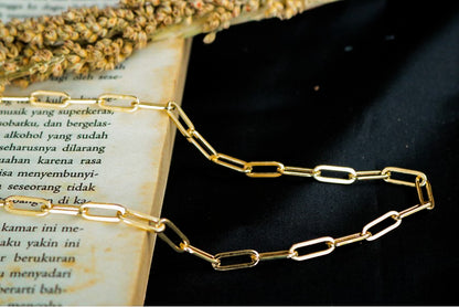 Italian 10K Real Solid Gold 3.5  Paperclip Chain Necklace (16"-24")