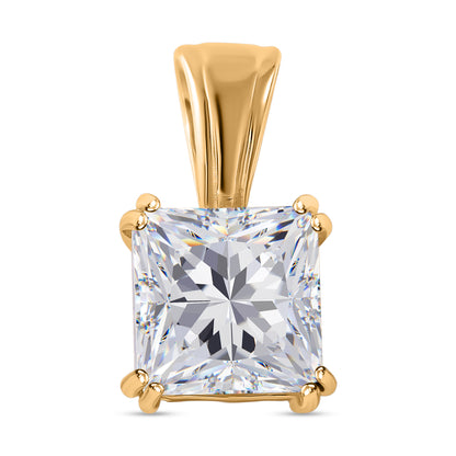 Nova Brilliance : D VVS1 Lab Created Moissanite Princess Cut Solitaire Pendant 2.75 Ct. In 925 Sterling Silver