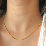 Collar de cadena de cuerda con corte de diamante de 1,5 mm y oro amarillo de 14 k, 20'', 1,5 g
