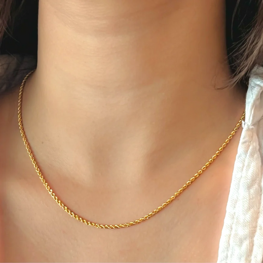 Italian 14K REAL Yellow Gold 1.5mm Diamond Cut Rope Chain Necklace (18"-24")