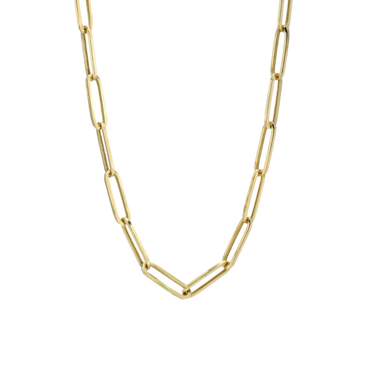 Italian 10K REAL Solid Yellow Gold 18" 4 MM Paperclip Chain Necklace 5.5gm