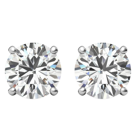 10k REAL White Gold D VVS1 100 Facets Lab Created Moissanite Earring 1.00ctw