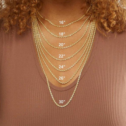 Italian 14k REAL Solid Yellow Gold  3.5mm Diamond Cut Rope Chain Necklace (18"-30")
